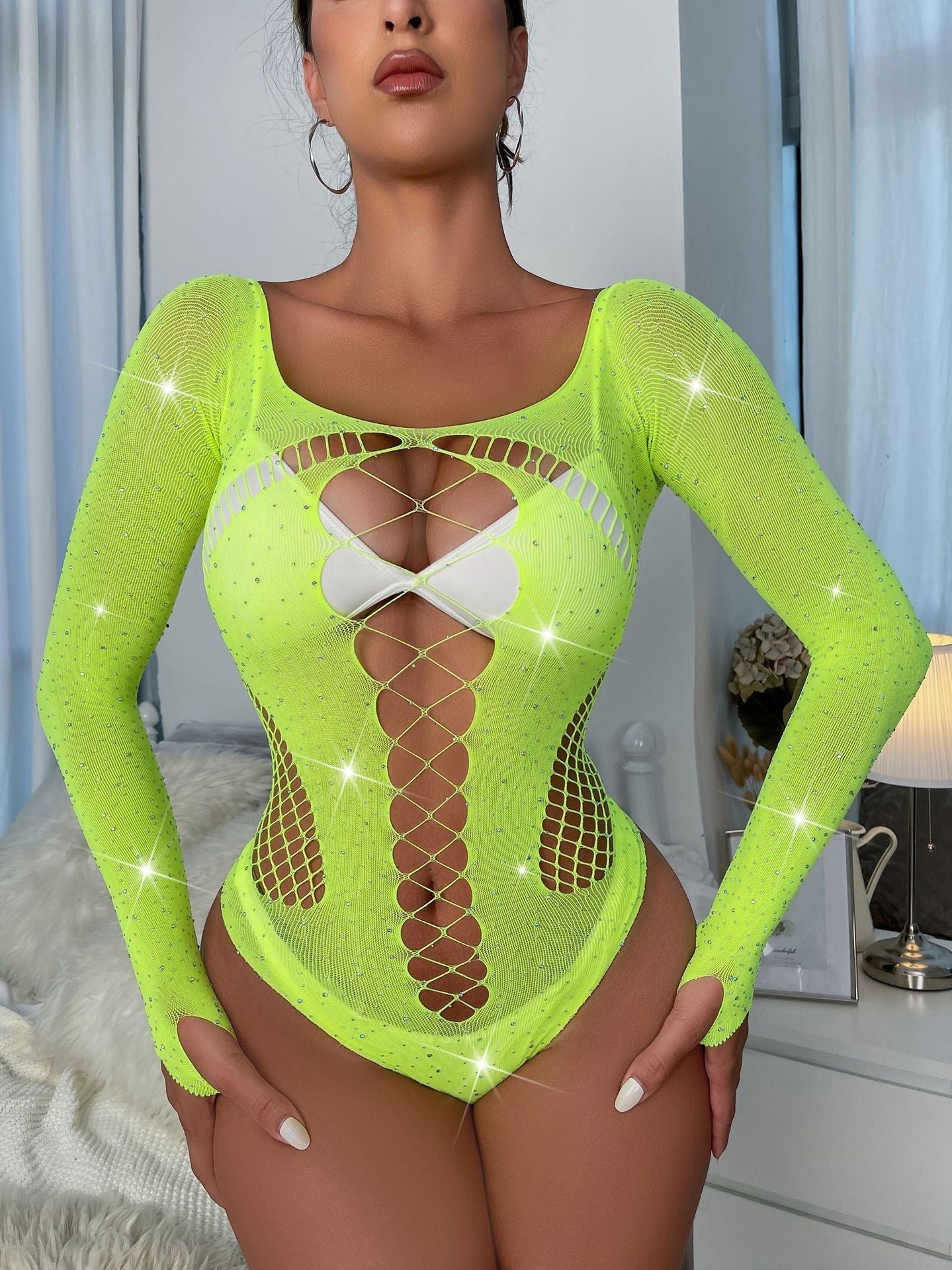 Sparkly Mesh One-Piece Bodysuit