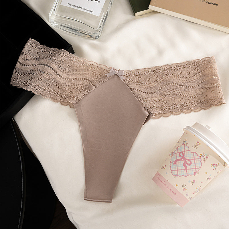 Satin Lace Seamless Thong(Buy 1, get 2 free)