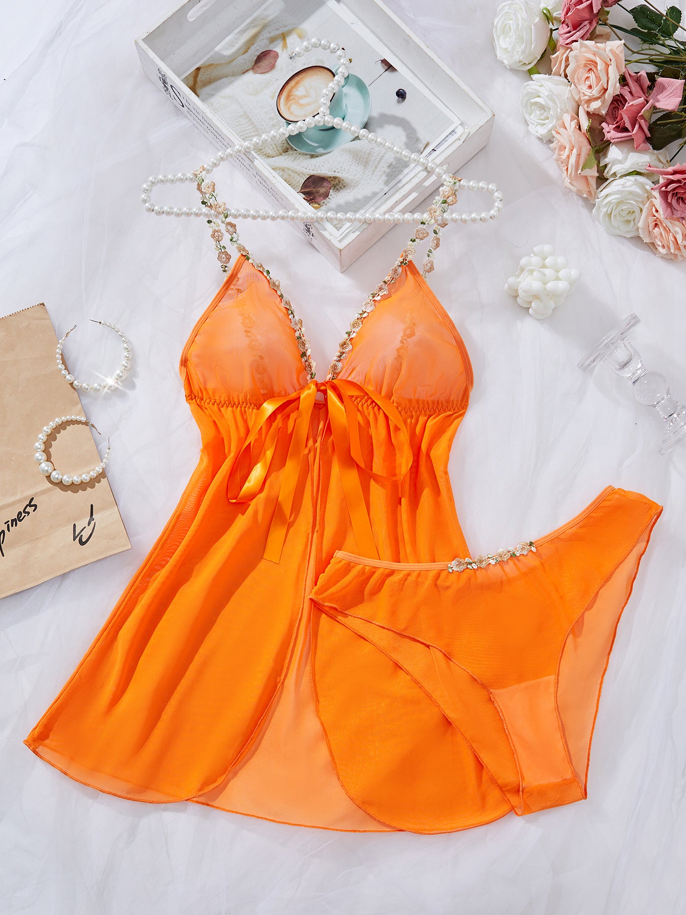 New style underwear small flower suspender bow nightdress