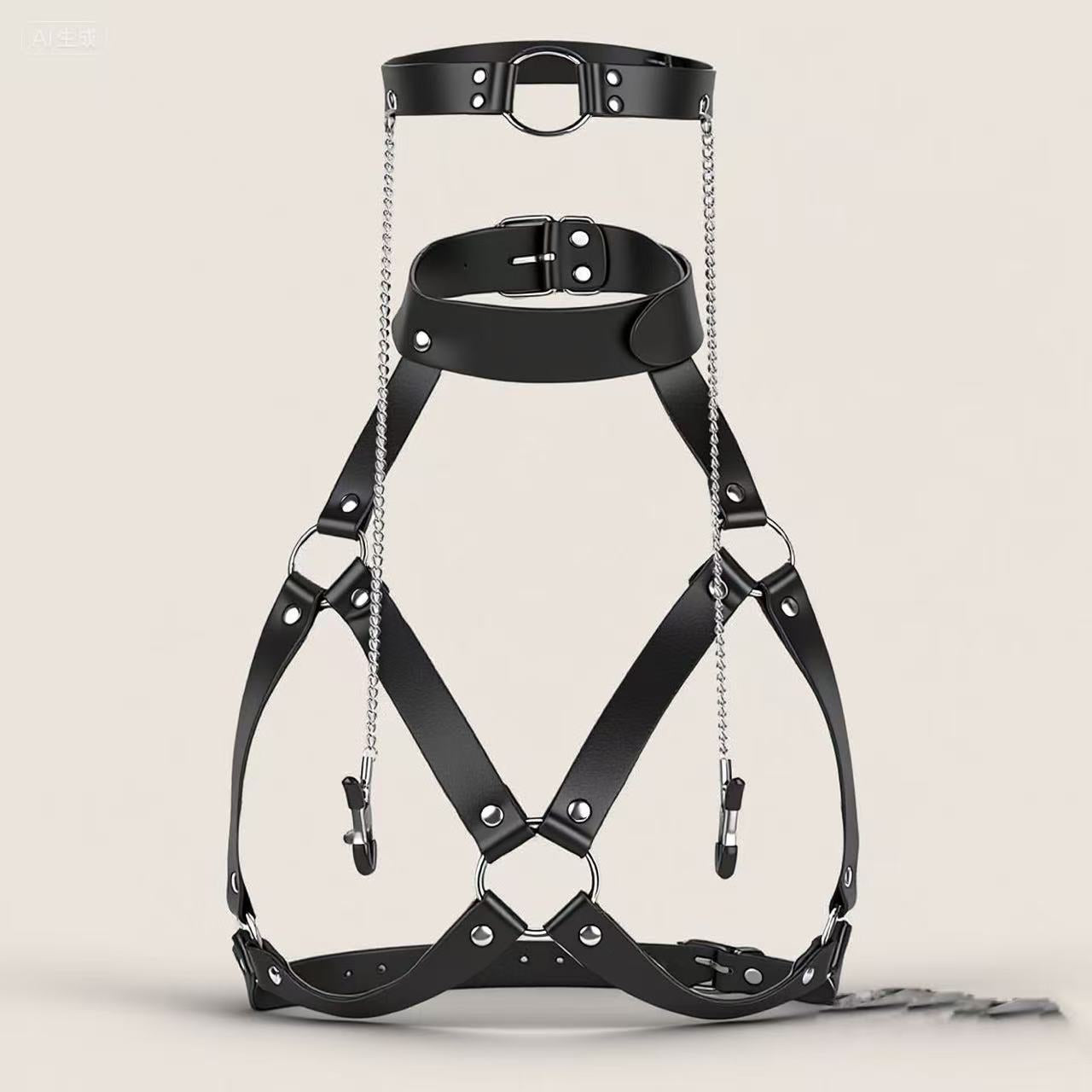 Leather Gag Sexy Bondage 3-in-1 Accessory