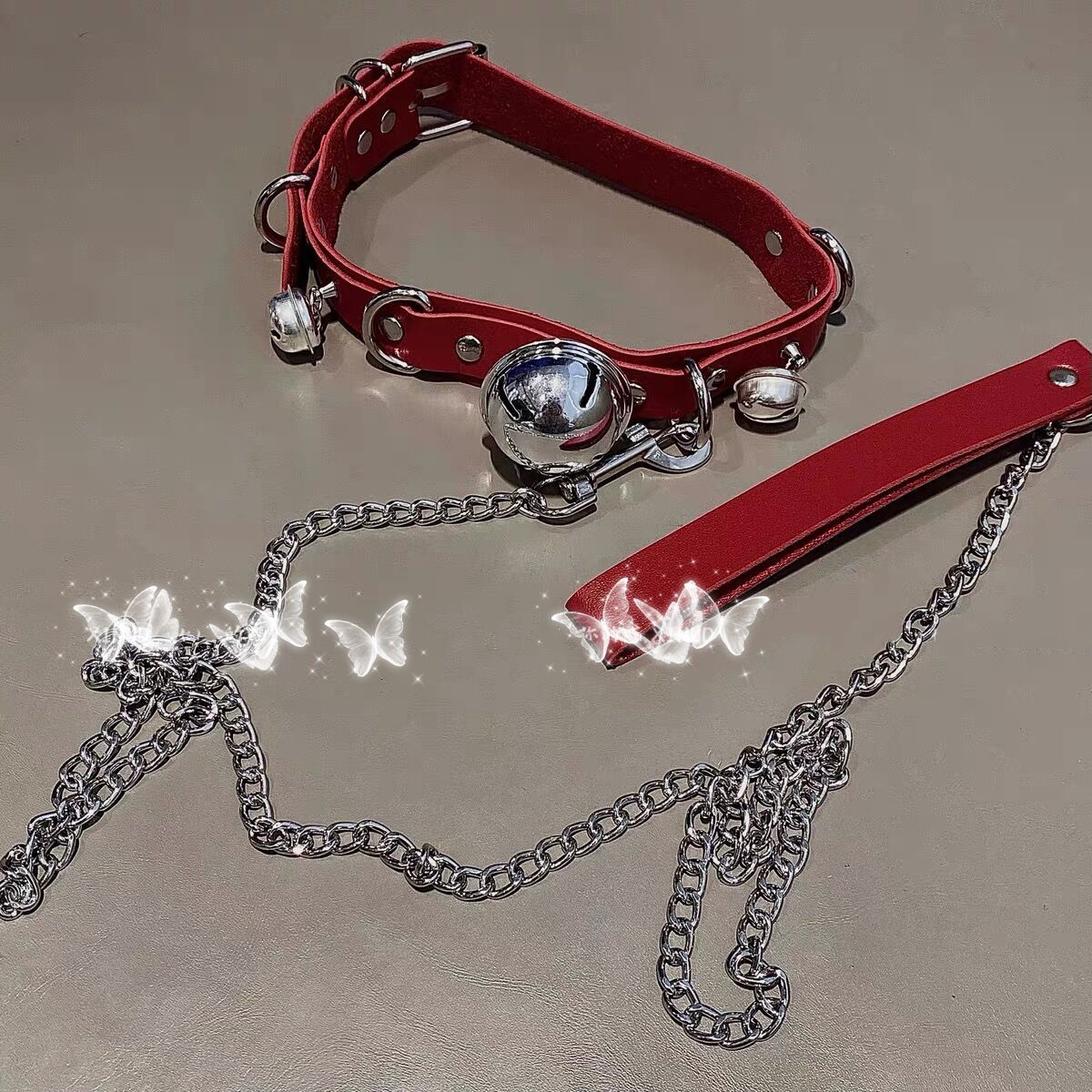 Big bell collar PU leather clavicle collar traction chain