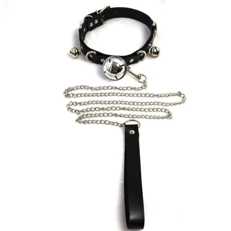 Big bell collar PU leather clavicle collar traction chain