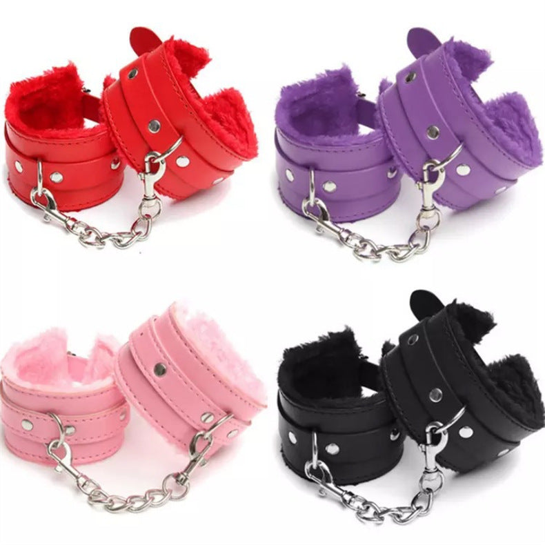 Plush handcuffs and leg cuffs bondage adult sex toys