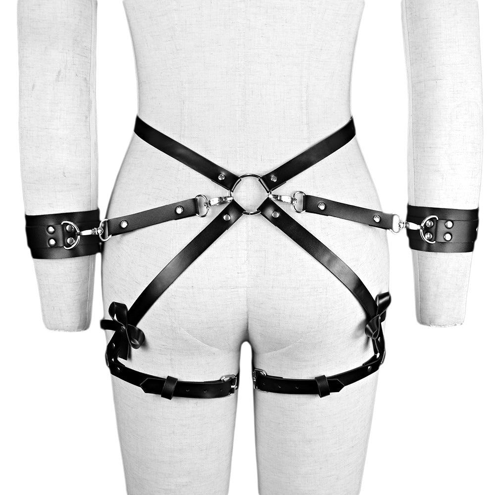 Passionate sex props bondage handcuffs belt bow
