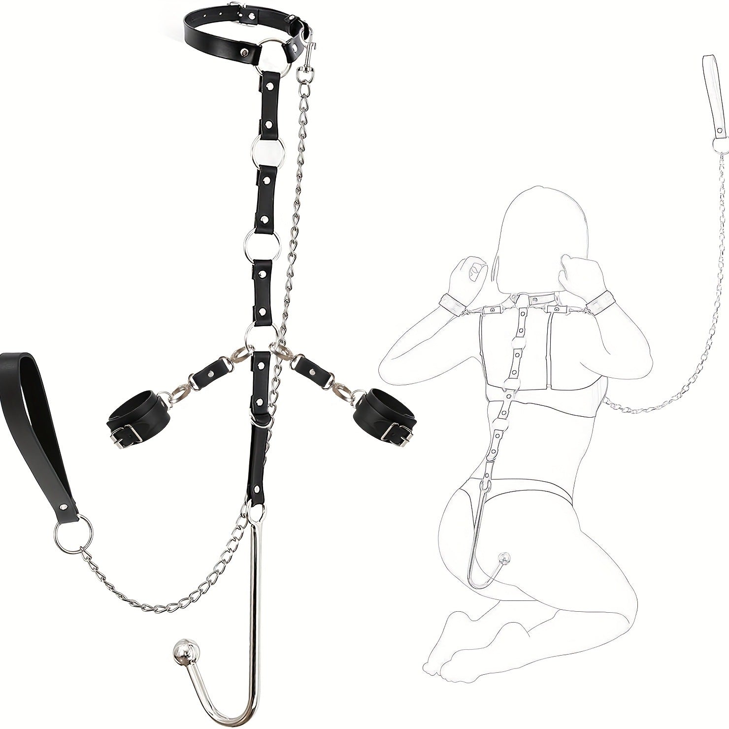 Hot selling bondage anal hook handcuffs collar sex toys