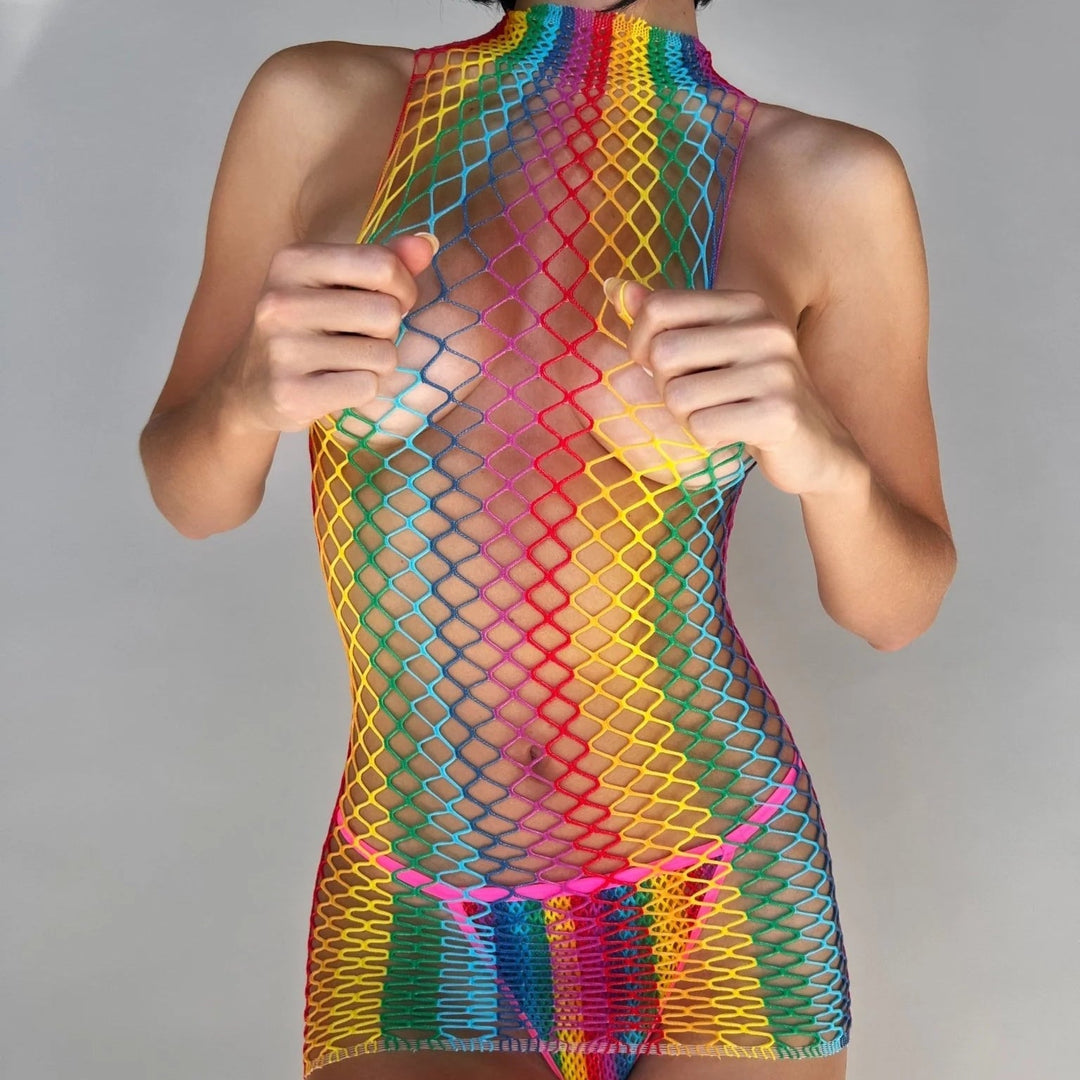 Rainbow Mesh Desire Bodystocking