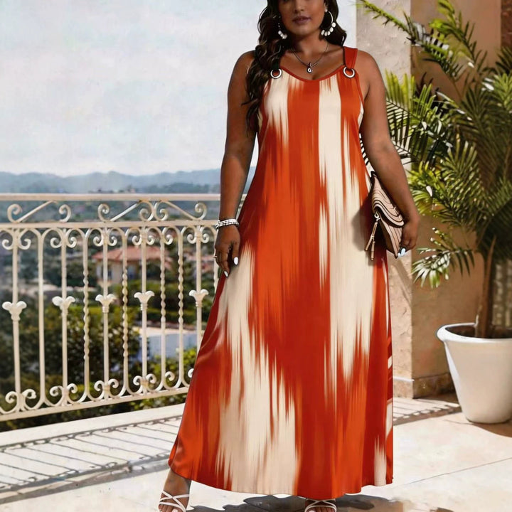 Vacation-style plus-size loose, slimming maxi dress (with pockets)