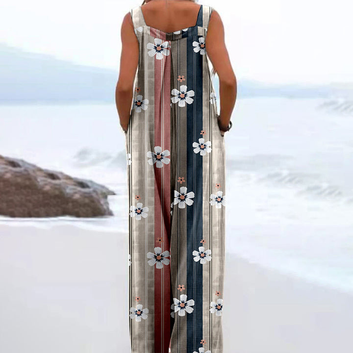 Trendy Printed Wide-Leg Straight-Cut Camisole Jumpsuit
