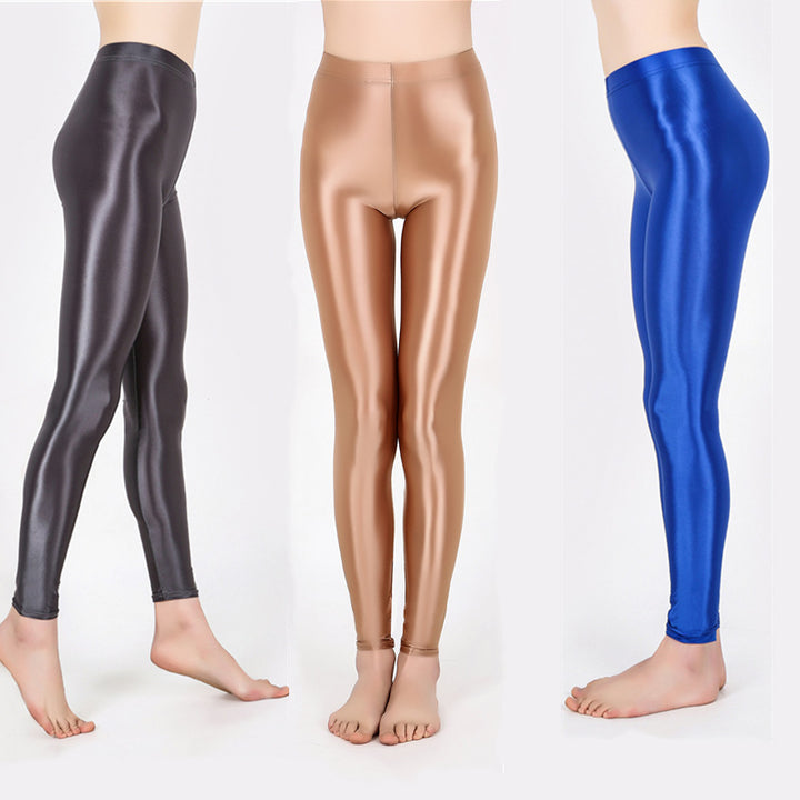 Sheer-look glossy yoga pants