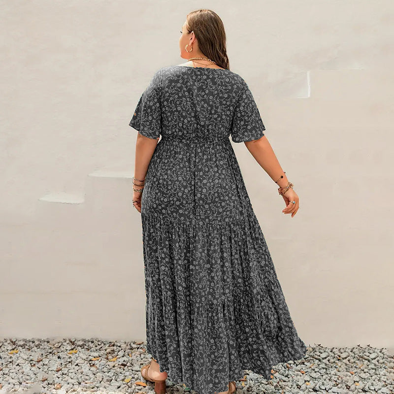 Plus-size loose floral dress