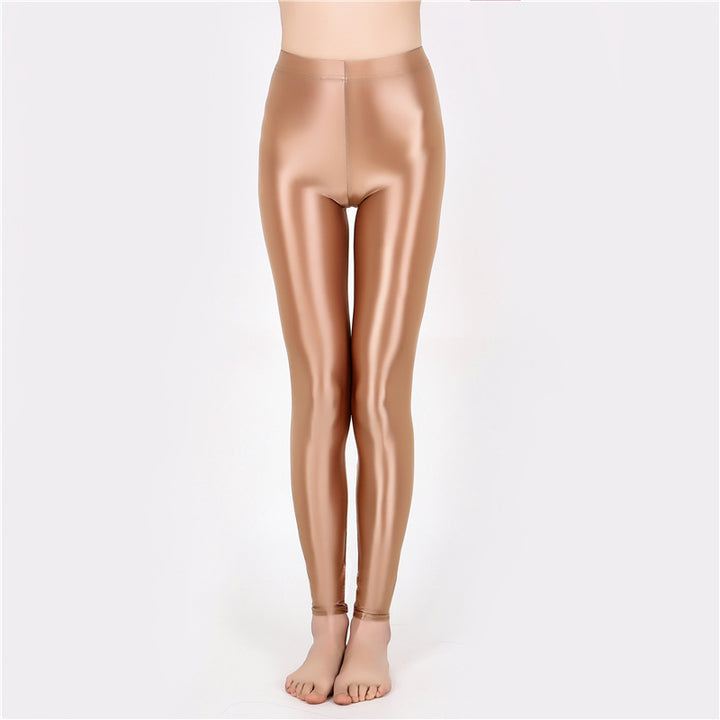 Sheer-look glossy yoga pants
