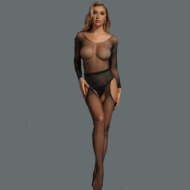 New rhinestone-embellished open-crotch bodysuit