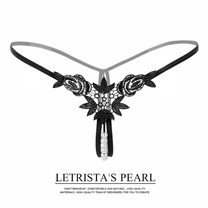 Pearl Play Embroidered Crotchless Thong(Buy 1, get 2 free)