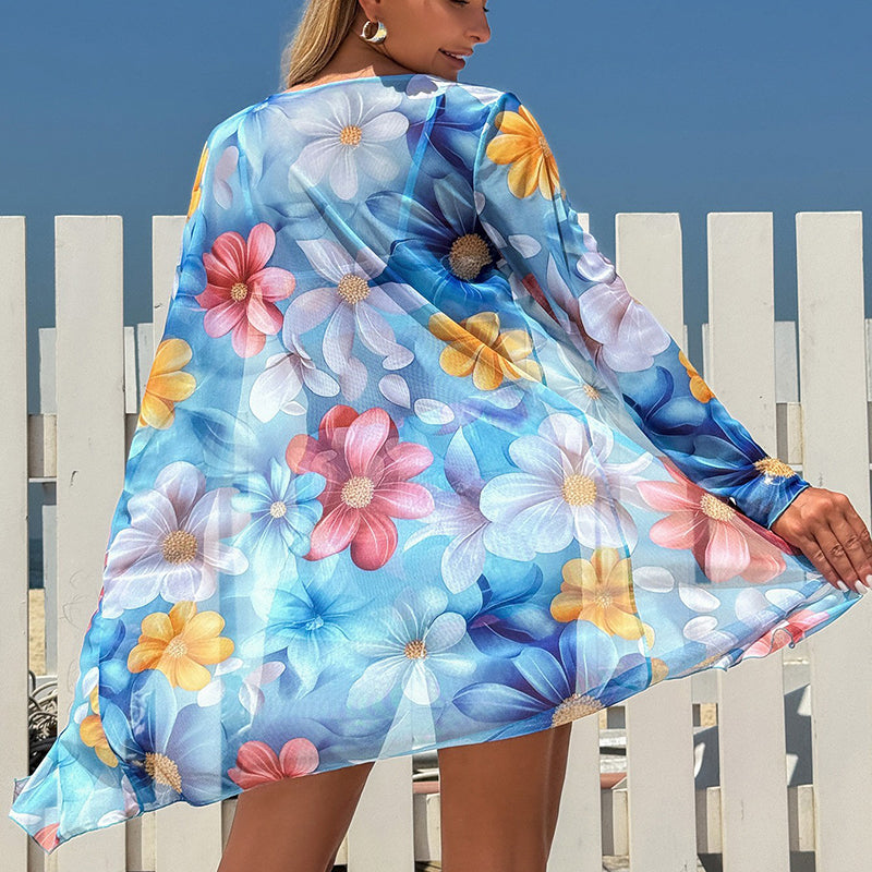 New 3-Piece Beach Swimwear Set (Includes Bow-Accented Cover-Up)