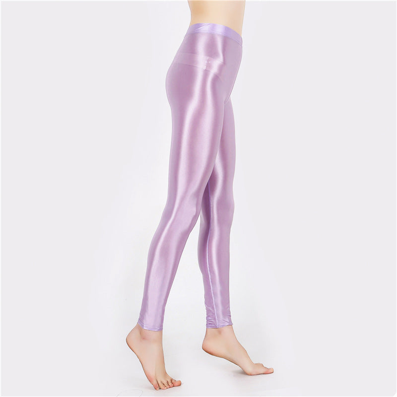 Sheer-look glossy yoga pants