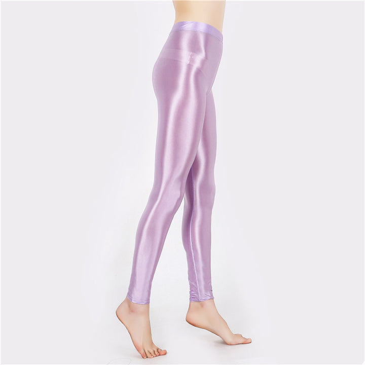Sheer-look glossy yoga pants