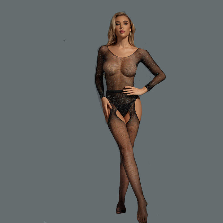 New rhinestone-embellished open-crotch bodysuit