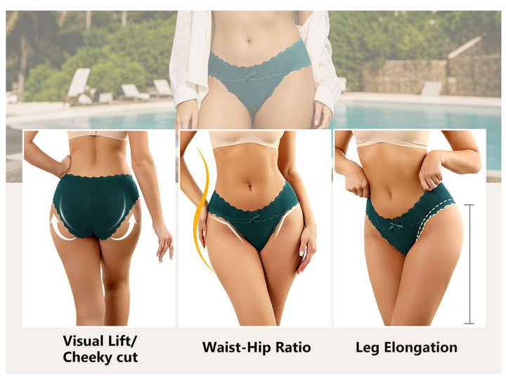 Lace-trimmed bow panties
