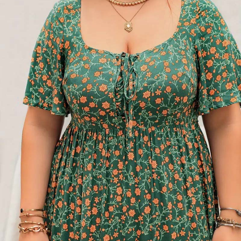 Plus-size loose floral dress