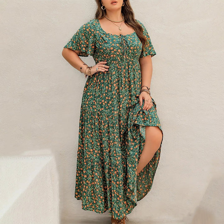 Plus-size loose floral dress