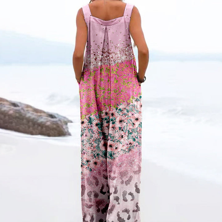 Trendy Printed Wide-Leg Straight-Cut Camisole Jumpsuit