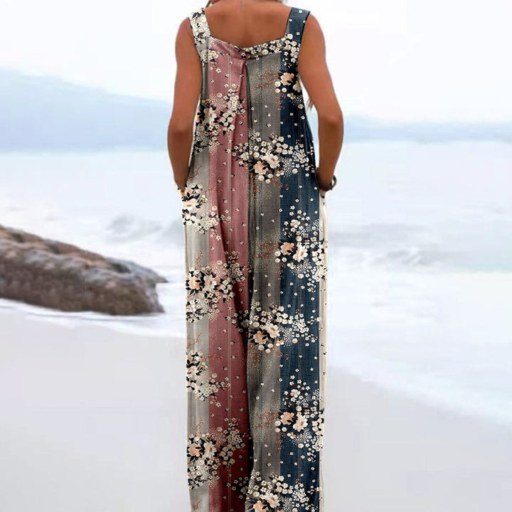 Trendy Printed Wide-Leg Straight-Cut Camisole Jumpsuit