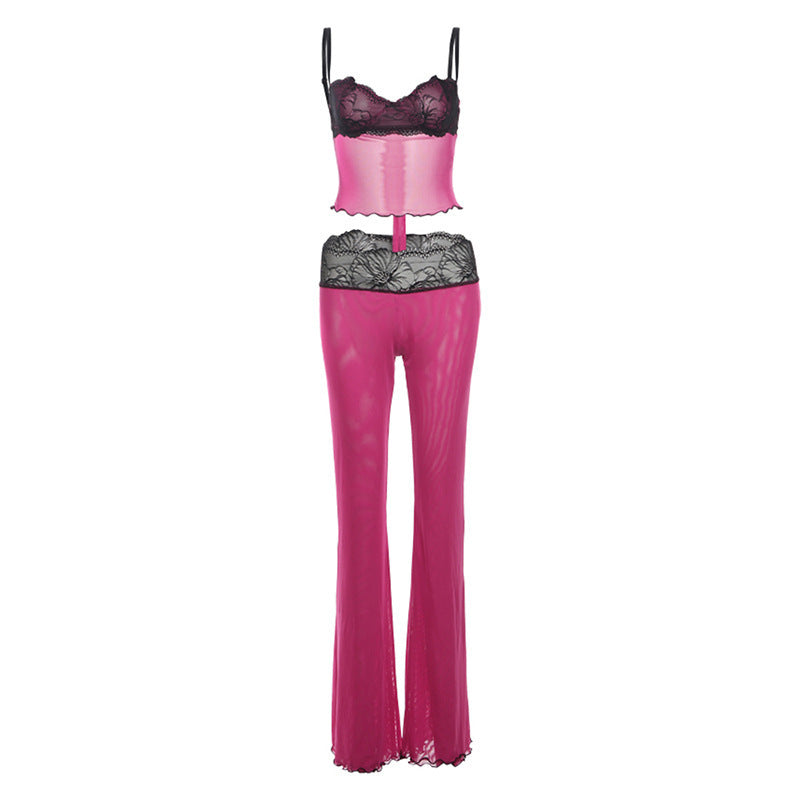 Seductive Two Piece Crop Top Pants Set