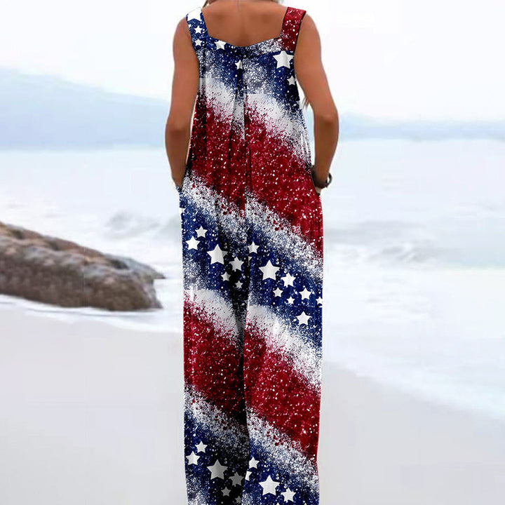 Trendy Printed Wide-Leg Straight-Cut Camisole Jumpsuit
