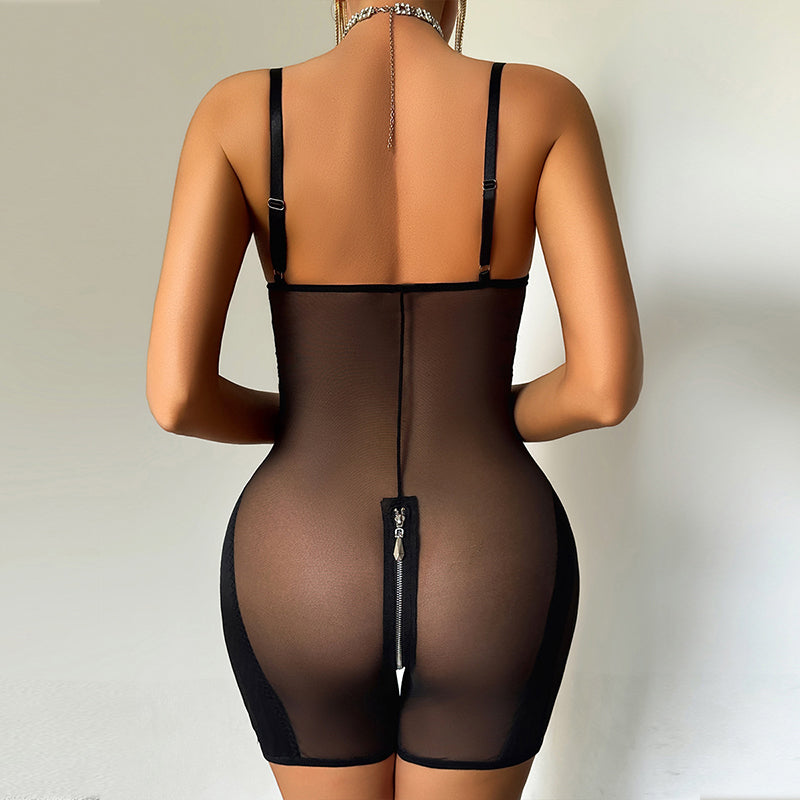 New sheer-panel bodysuit with front zipper