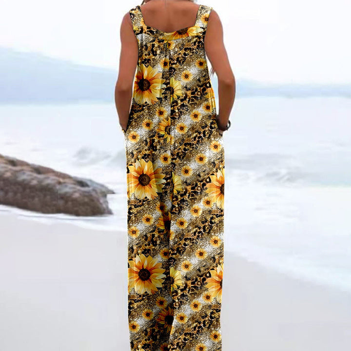 Trendy Printed Wide-Leg Straight-Cut Camisole Jumpsuit