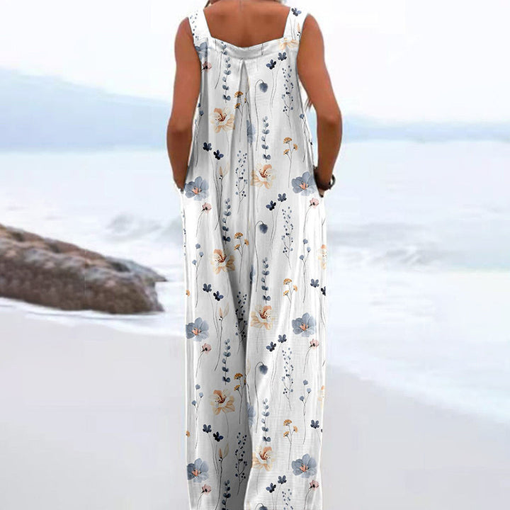 Trendy Printed Wide-Leg Straight-Cut Camisole Jumpsuit