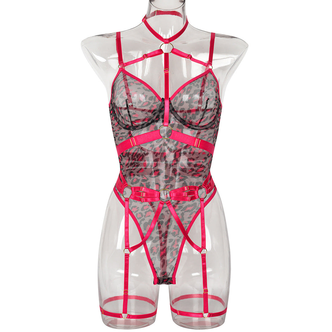 Leopard Mesh Strappy Bodysuit