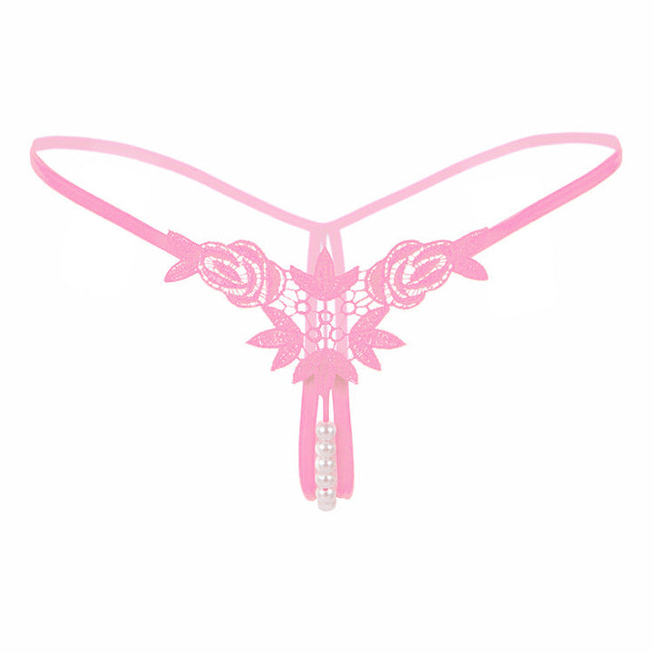 Pearl Play Embroidered Crotchless Thong(Buy 1, get 2 free)