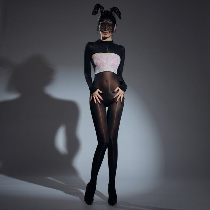 Gloss Veil Lace Halter Bodystocking