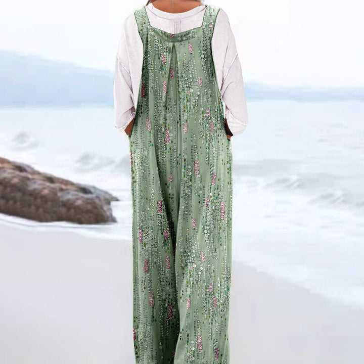 Trendy Printed Wide-Leg Straight-Cut Camisole Jumpsuit