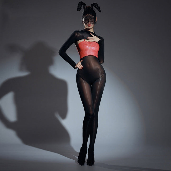 Gloss Veil Lace Halter Bodystocking