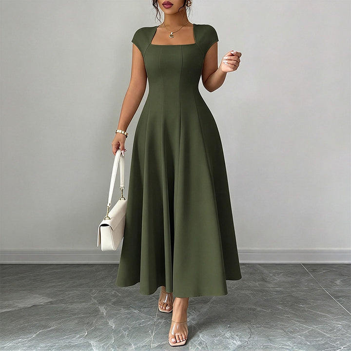 Stylish Square-Neck Short-Sleeve Dress