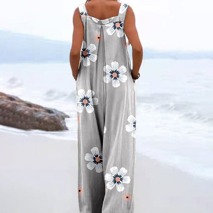 Trendy Printed Wide-Leg Straight-Cut Camisole Jumpsuit
