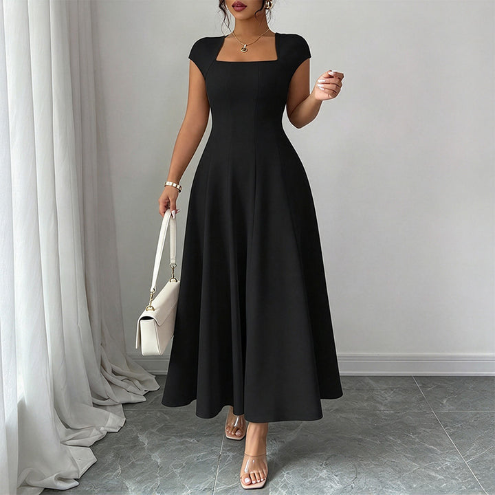 Stylish Square-Neck Short-Sleeve Dress