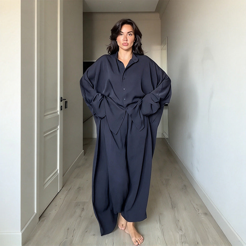 New Two-Piece Set: Asymmetric Shirt and High-Waisted Trousers