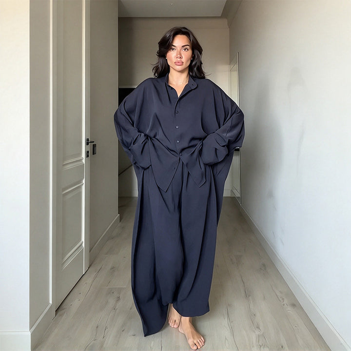 New Two-Piece Set: Asymmetric Shirt and High-Waisted Trousers