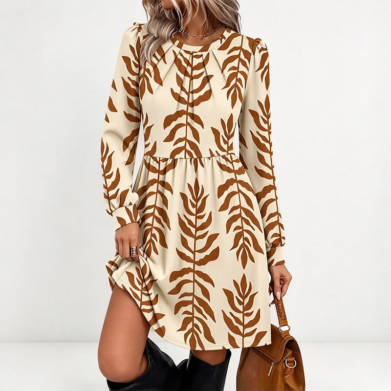 New mid-length, long-sleeved pleated dress