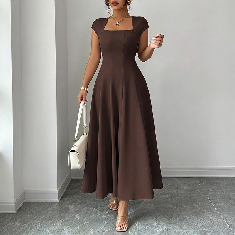 Stylish Square-Neck Short-Sleeve Dress