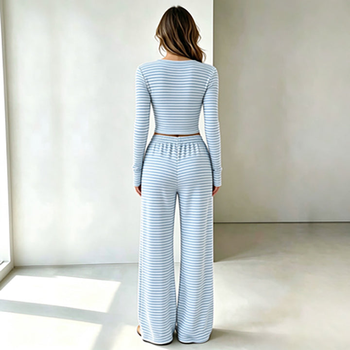 New Autumn Slim-Fit Striped Knit Set