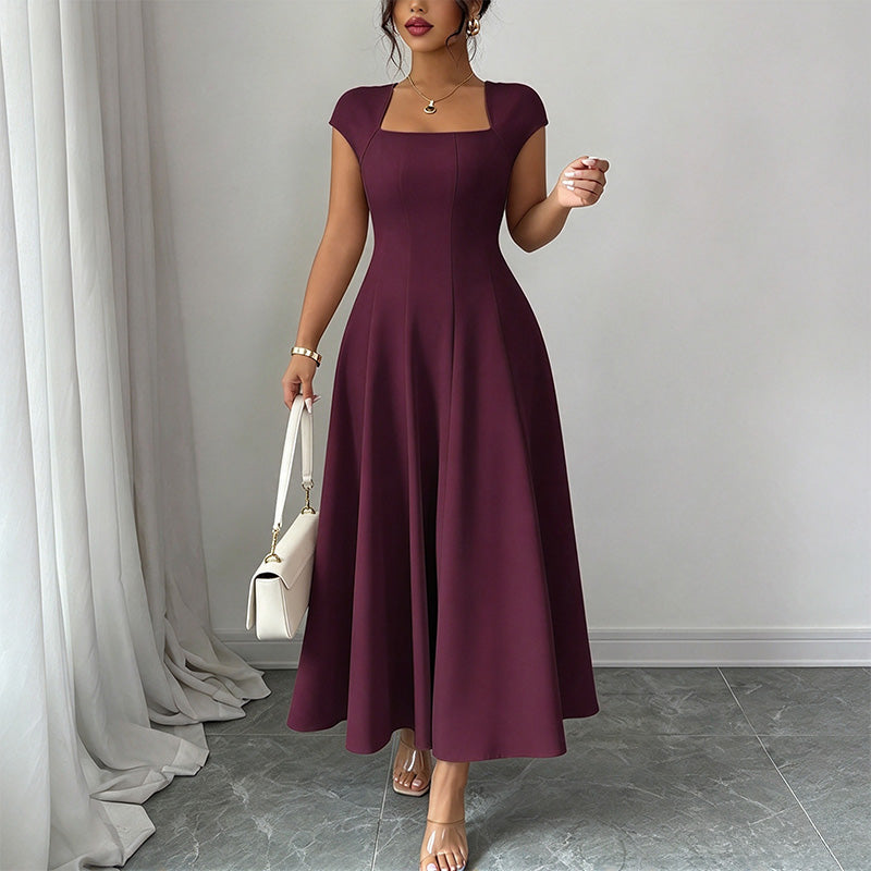 Stylish Square-Neck Short-Sleeve Dress
