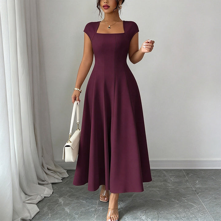 Stylish Square-Neck Short-Sleeve Dress
