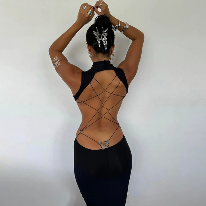 Sexy Open-Back Bow Dress
