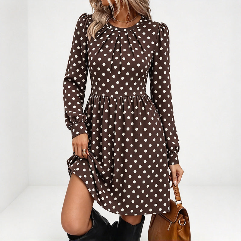 New mid-length, long-sleeved pleated dress