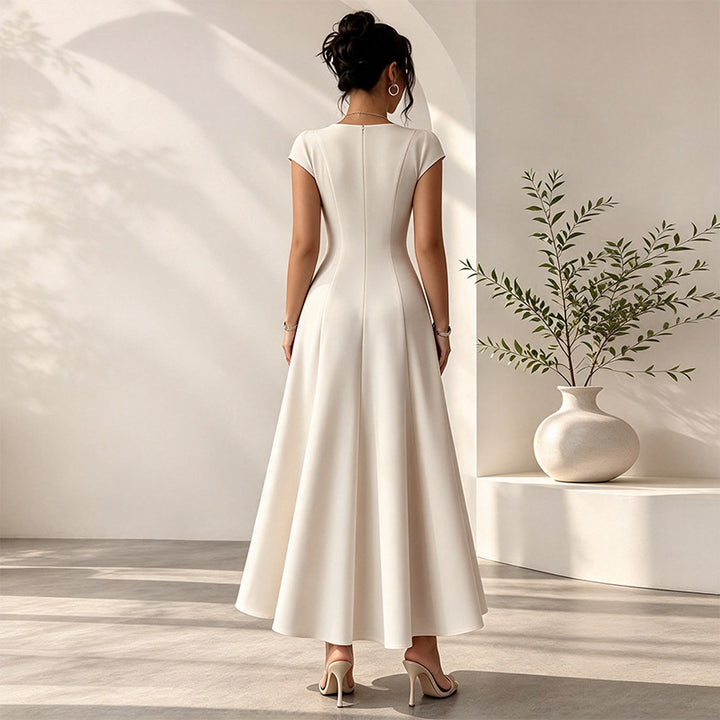 Stylish Square-Neck Short-Sleeve Dress