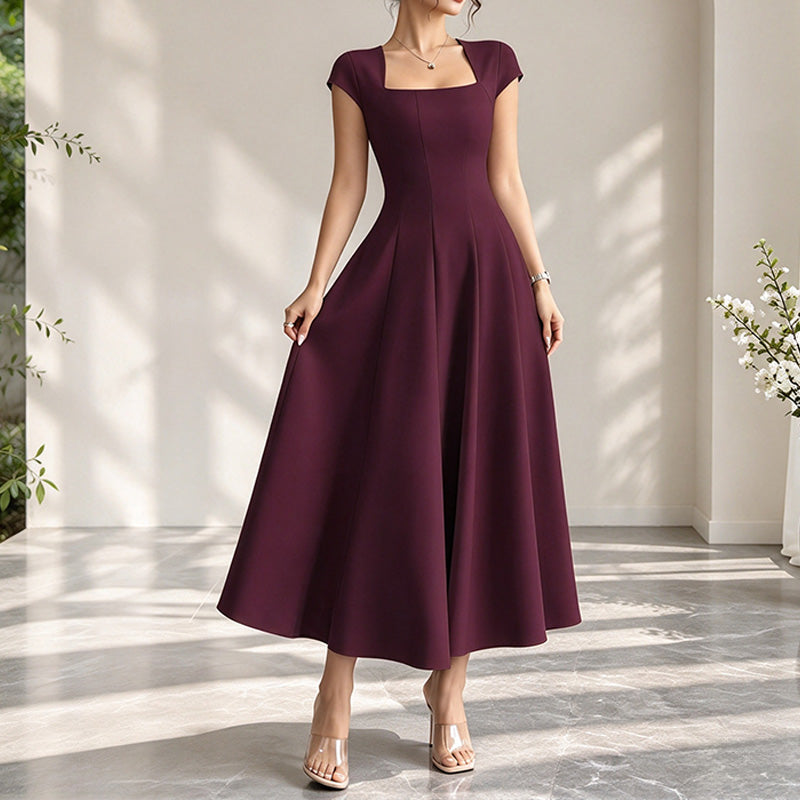 Stylish Square-Neck Short-Sleeve Dress